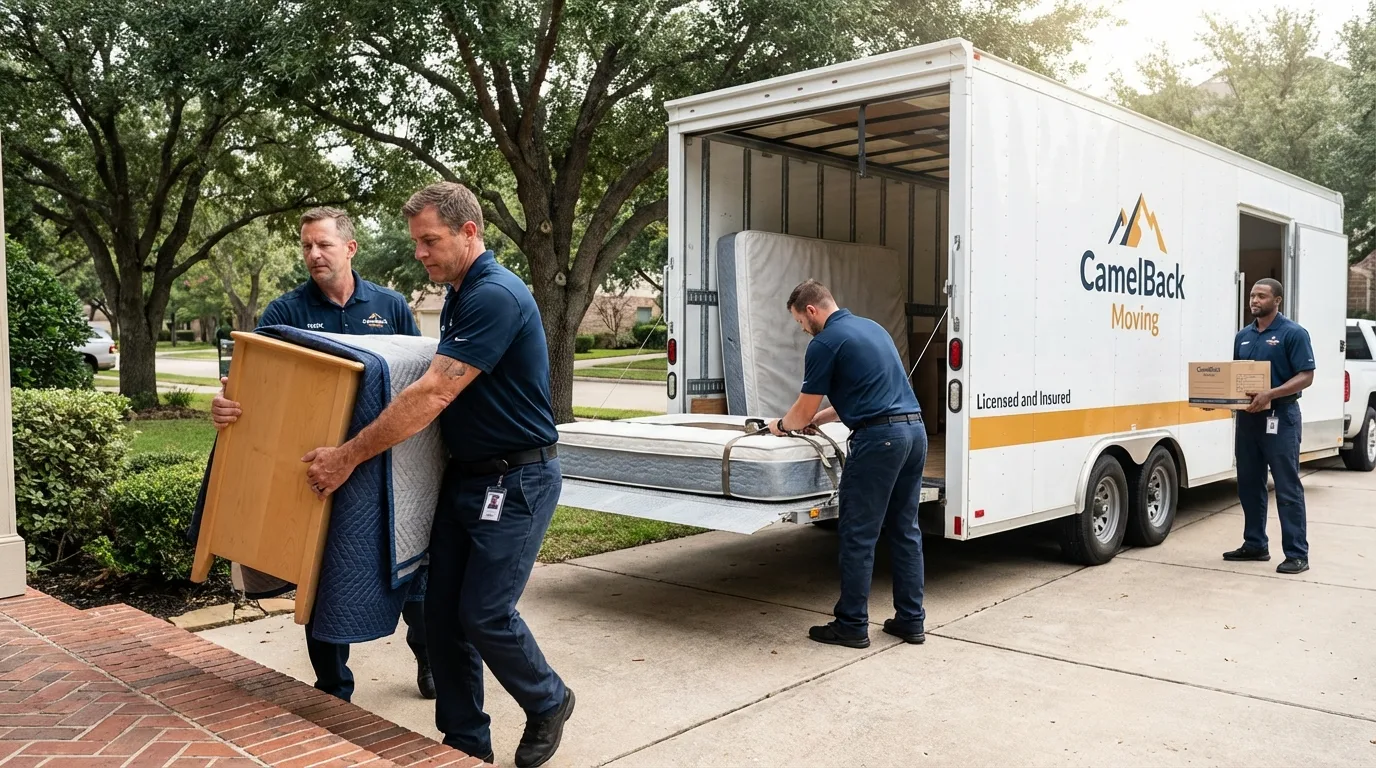 Crew loading residential truck for cross-state move from Poolesville, MD