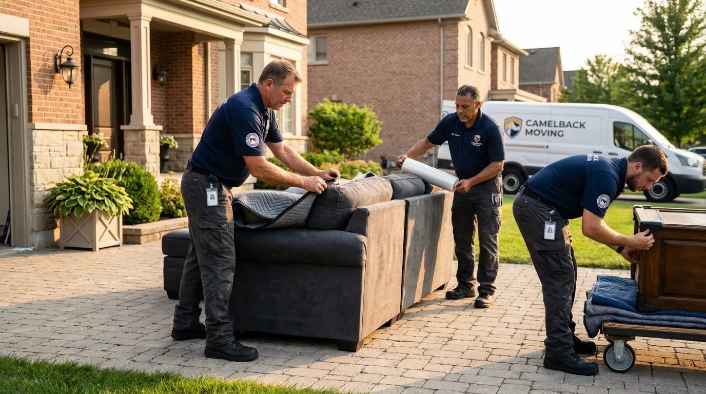 Large estate moving crew wrapping furniture in Poolesville, MD